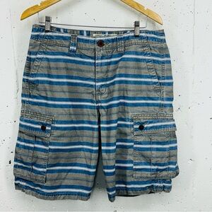 Lucky Brand Men's size 33 Gray Blue Stripe Cargo Shorts